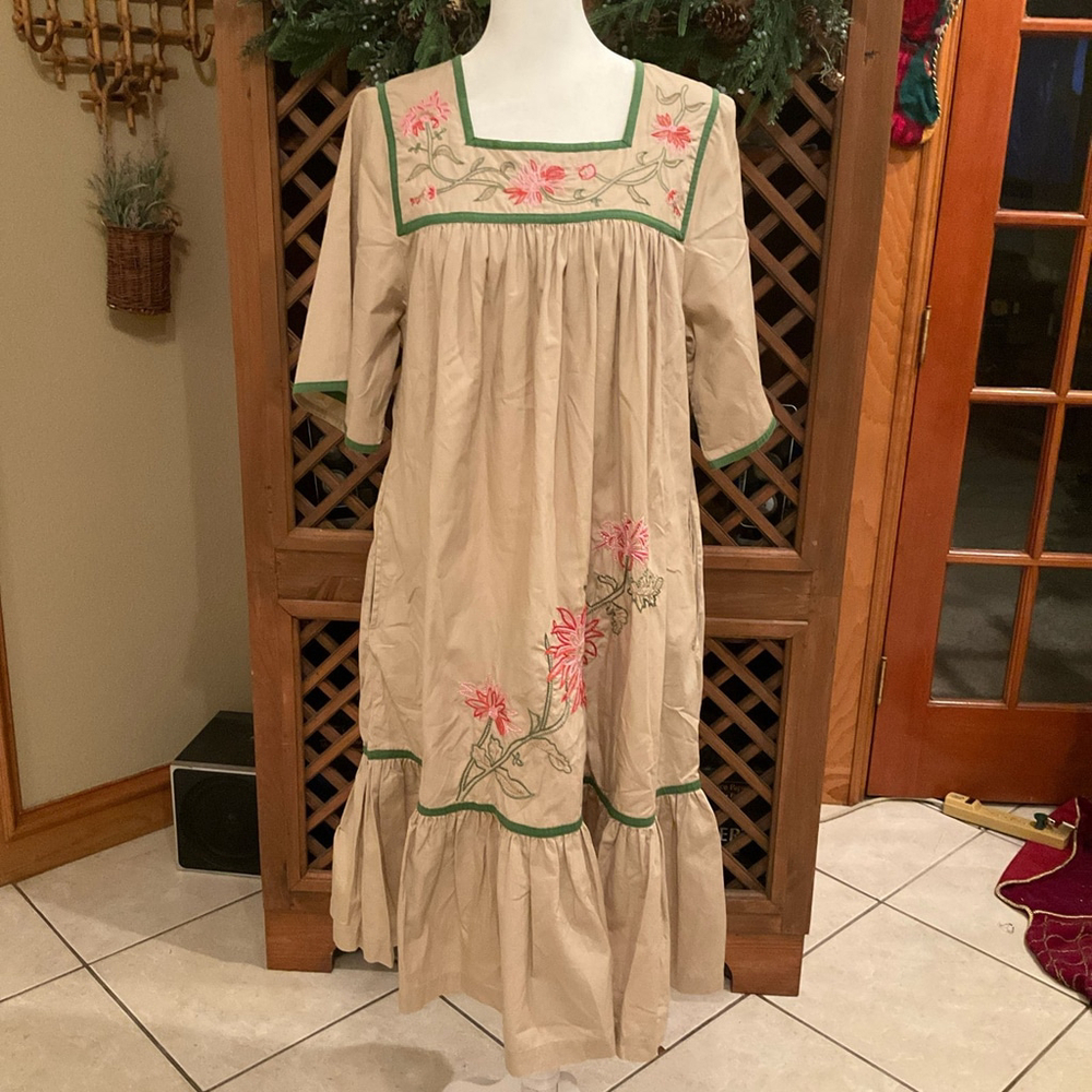 Vintage Bechamel Boho Cottage Fairy Lounge Embroidered Peasant Dress PM